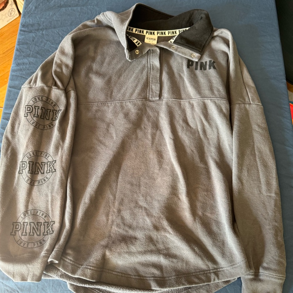 PINK Victoria's Secret Gray Zip Up Sweater
